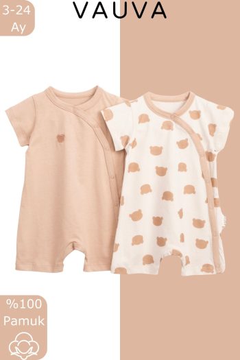Baby 2-Piece Snapped Romper with Print and Embroidery for Kids - Summer Romper