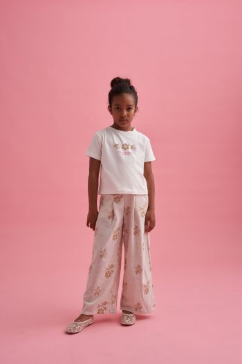 Printed Linen Palazzo Pants and T-shirt Set