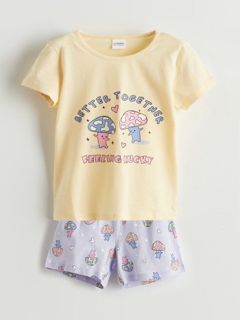 LCW Kids Sari Printed Girls T-Shirt and Shorts Set (2 Pieces)