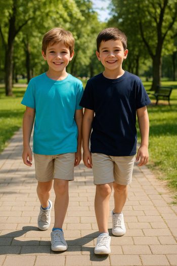 Trendyolmilla Kids Navy-Blue 2-Piece Boys 100% Cotton Basic Oversized Short Sleeve Knit T-Shirt TKDSS25TS00052