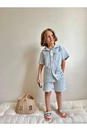 Yigit Boutique Striped Linen Fabric Boy's Suit