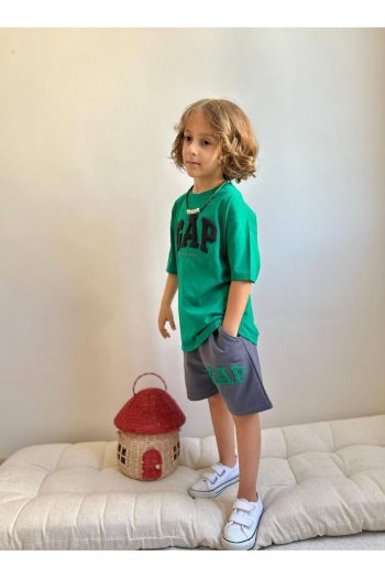 Yigit Butik Embroidered Strainer Shorts Set for Boys