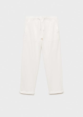 Elastic Waist Pants with Blend of Cotton