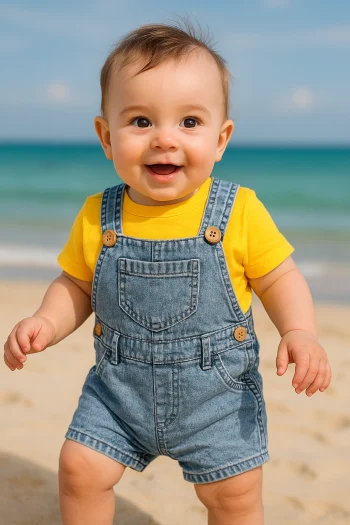Soft Denim Overall and T-Shirt 2-Piece Set