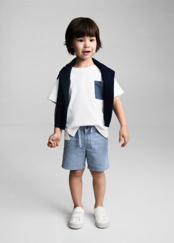 Detailed cotton shorts with a belted waist