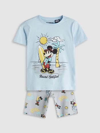 LCW Kids Mavi Mickey Mouse Printed Boys' Pajama Set