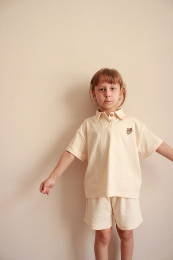 Embroidered Koza Polo Collar Shorts Set