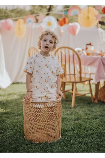 Kirazkids 100% Cotton Orange Patterned Boy/Girl Shorts Set