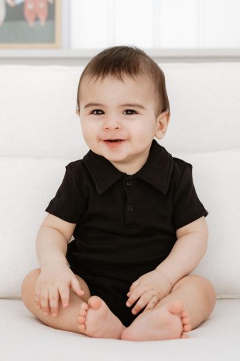 Lilabio 100% Cotton Short Sleeve Polo Collar Baby Bodysuit