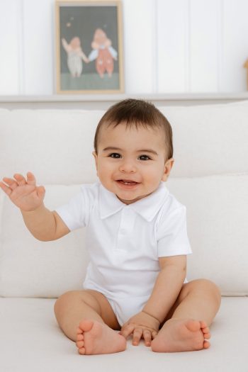 Lilabio 100% Cotton Short Sleeve Polo Collar Baby Bodysuit