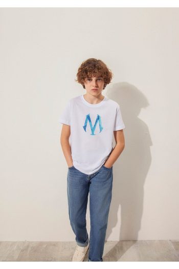 Blue Seal Logo Printed White T-Shirt Regular Fit / Normal Cut 6610063-620