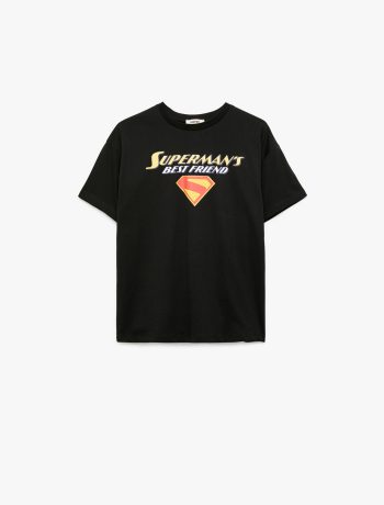 Licensed Superman Short Sleeve Bicycle Neck Printed Oversized T-Shirt for Boys