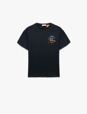 Boys' Short Sleeve Oversized Cotton T-Shirt with Printed Ninja Turtles Design