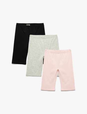 Girls' Cotton Elastic Waist 3-Pack Basic Short Leggings Set