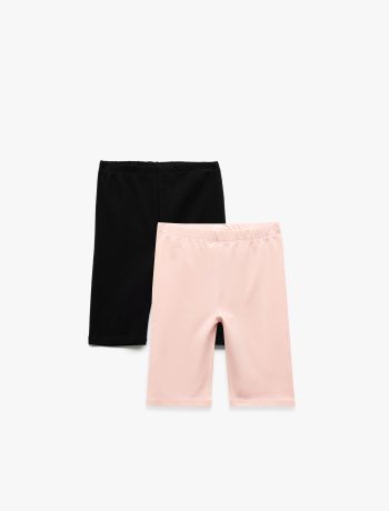 Girls' Cotton Elastic Waist 2-Piece Basic Short Leggings Set