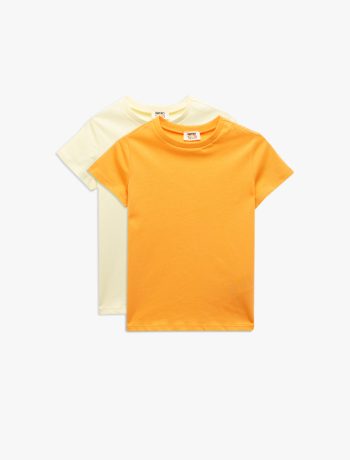 Girls' Cotton Short Sleeve Crew Neck 2-Piece Basic T-Shirt Set
