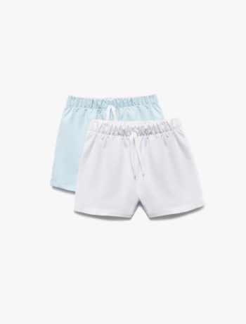 Girls' Cotton Elastic Waist Bermuda Basic 2-Piece Shorts Set