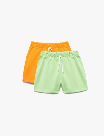 Girls' Cotton Basic Multi-Color Elastic Waist 2-Piece Shorts Set