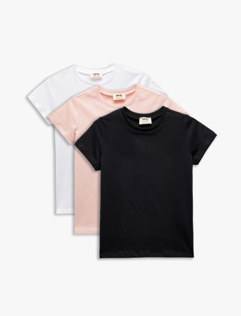 Girls' Cotton 3-Pack Short Sleeve Basic T-Shirt Set