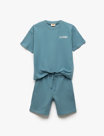 Boys' Cotton Short Sleeve Embroidered T-Shirt and Drawstring Shorts Set