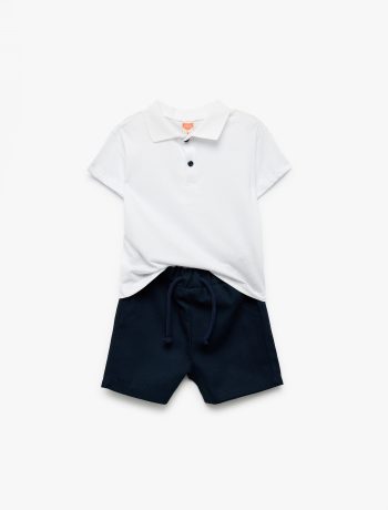 Boys' Cotton Short Sleeve Polo T-Shirt and Drawstring Shorts Set