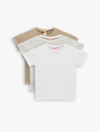 Boys' Cotton Short Sleeve Crew Neck 3-Pack Basic T-Shirt Set