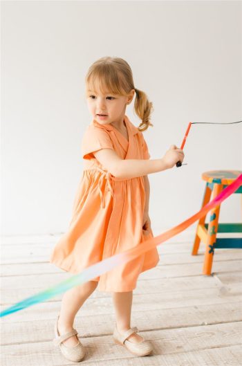 Peach Crossed Girl's Dress