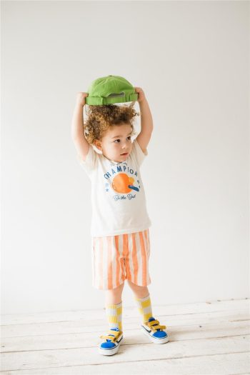 Orange Striped T-Shirt and Shorts Set for Boys