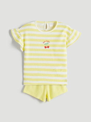LCW Kids Striped Girl's Blouse and Shorts Set 2-Piece