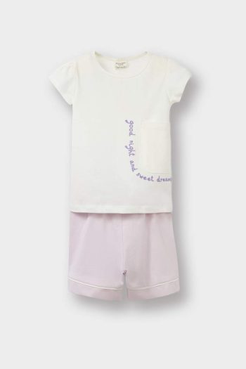 Baby Girl Pajama Set Short Sleeve Jersey Pajama Top with Elastic Waist Shorts