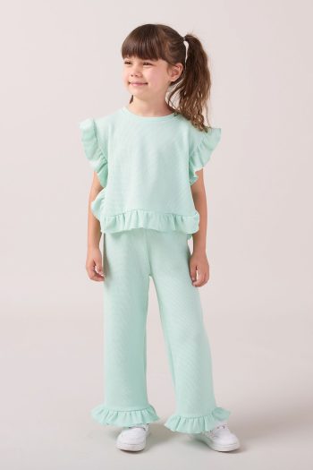 Ruffled Waffle Summer Two-Piece Set for Girls
