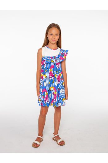 SheShe Horned Pattern, Comfortable Fit Girl's Dress