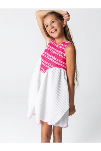Embroidered Sleeveless Pleated Dress for Girls