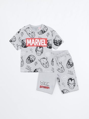 LCW Kids Marvel Print Boys' T-Shirt and Shorts 2-Piece Set