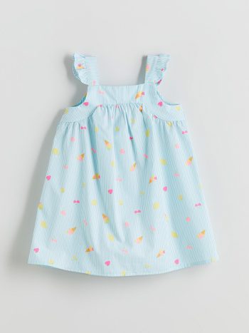 LCW Kids Blue Square Collar Girl's Poplin Dress