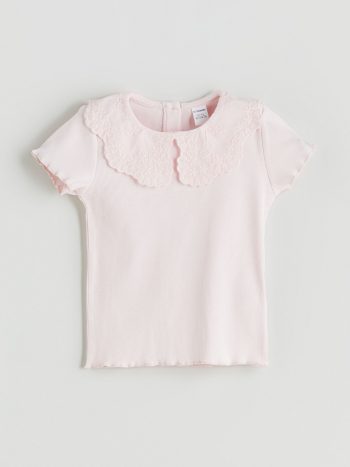 LCW Kids Pink Baby Collar Embroidered Girl's Blouse