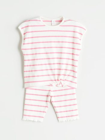 LCW Kids Pink Striped Girls' Blouse and Leggings Set (2 Pieces)