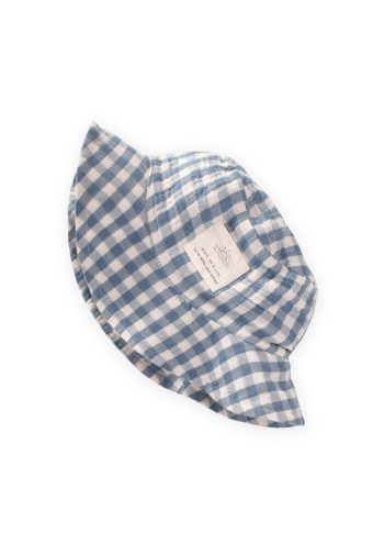 Indigo Checkered Muslin Fedora Hat for Ages 2-8
