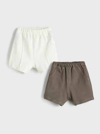 LCW Baby Brown Elastic Waist Basic Baby Boy Shorts 2-Pack
