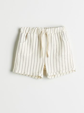 LCW Baby  Ivory Striped Elastic Waist Baby Boy Shorts