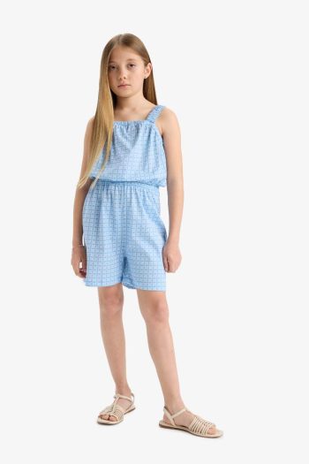 Girls' Patterned Strap Jumpsuit