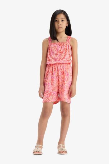 Girls' Patterned Strap Jumpsuit