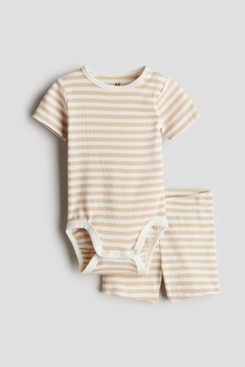 2-Piece Ribbed and Cotton Set