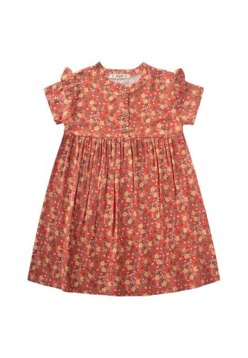 Floral Viscose Dress 2-10 Years Salmon Pink