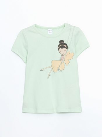 LCW ECO Green Bicycle Collar Short Sleeve Girl's T-Shirt