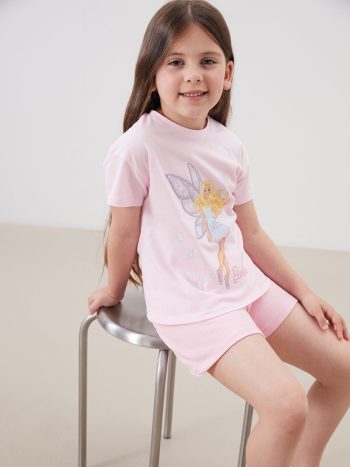 LCW Kids Pink Crew Neck Barbie Printed Girl's T-Shirt