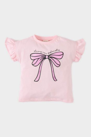 Girl's Bicycle Collar Printed Short-Sleeve T-Shirt