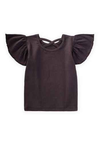Butterfly Kol Fitilli T-Shirt 2-9 Years Anthracite