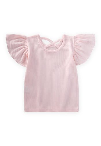Butterfly Kol Fitted T-Shirt 2-9 Years Powder Pink