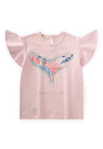 Ocean-Themed T-Shirt for Ages 2-8 in Dusty Pink
